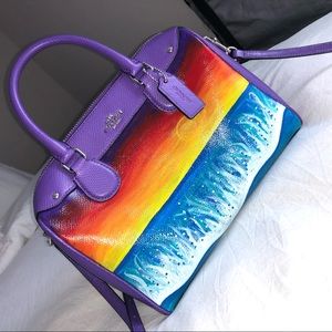 Coach purple painted beach purse
